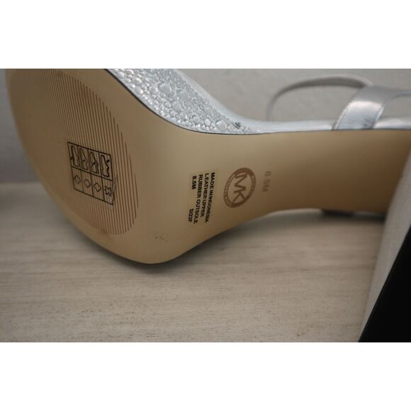 Michael Kors Women Sz 8.5M Silver Metallic Embellished Laci Platform Sandals - Picture 8 of 11